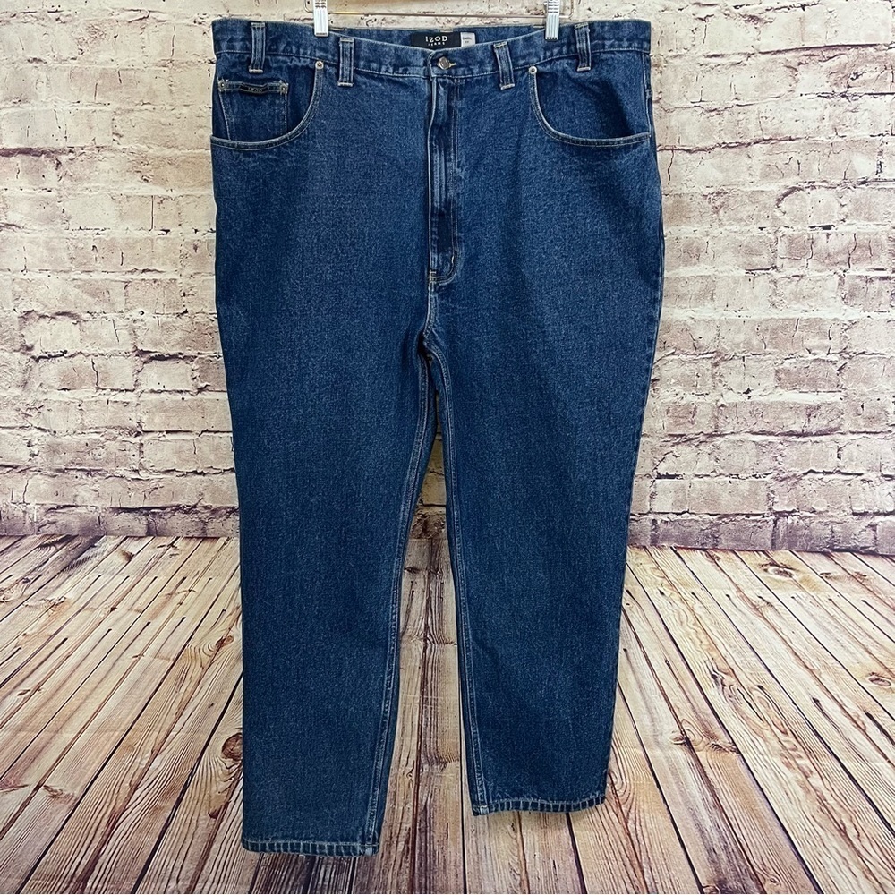 Izod Classic Fit High Rise Medium Wash Straight Leg Denim Jeans